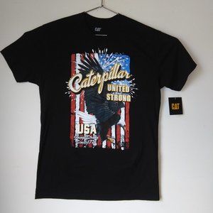 Caterpillar CAT Tee Eagle American flag USA United Strong L